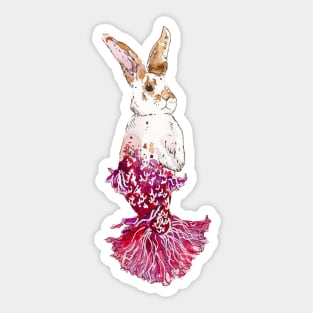 White and Brown Mermaid Bunny Sticker